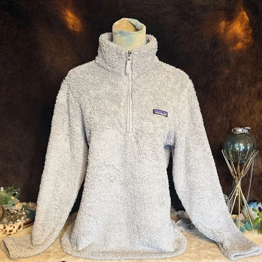 Patagonia Light Gray Sherpa Quarter-Zip Pullover L (5530)